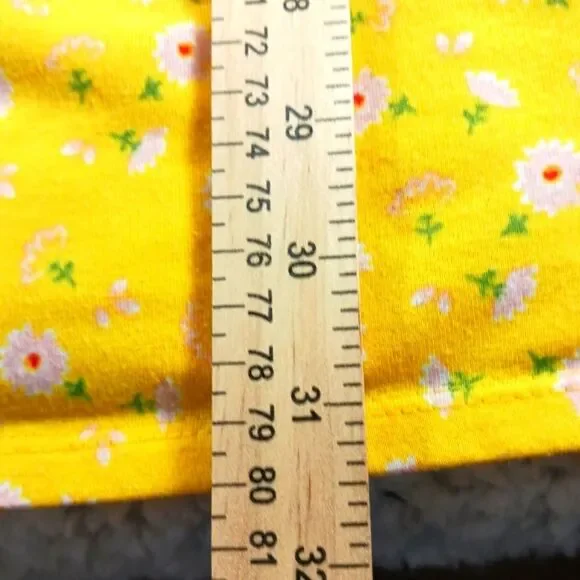 Trixxi Fit & Flare Floral Smocked Mini Midi Capped Sleeves Yellow Women's Large - Picture 9 of 9